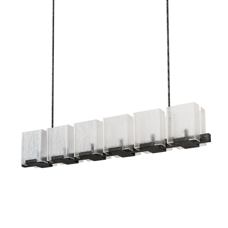 Clear Glass and Chrome 6-Light Pendant Chandelier