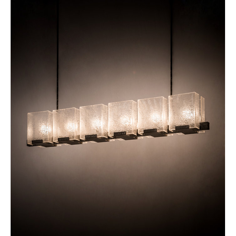 Clear Glass and Chrome 6-Light Pendant Chandelier