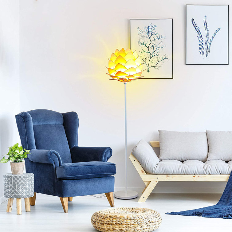 White 66" Torchiere Floor Lamp with Google Assistant for Kids