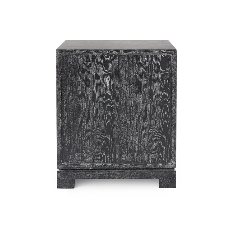 Gray and White Solid Wood 3-Drawer Side Table
