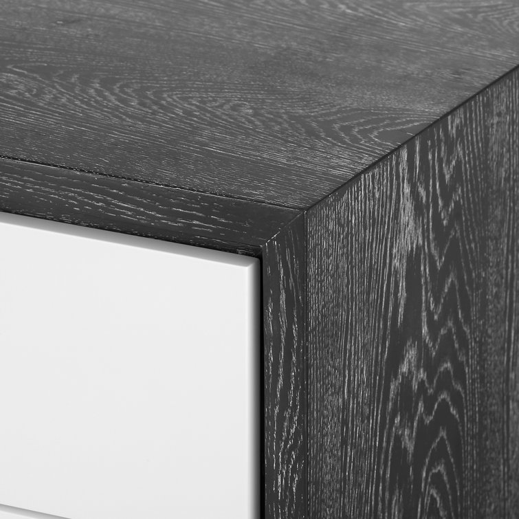Gray and White Solid Wood 3-Drawer Side Table