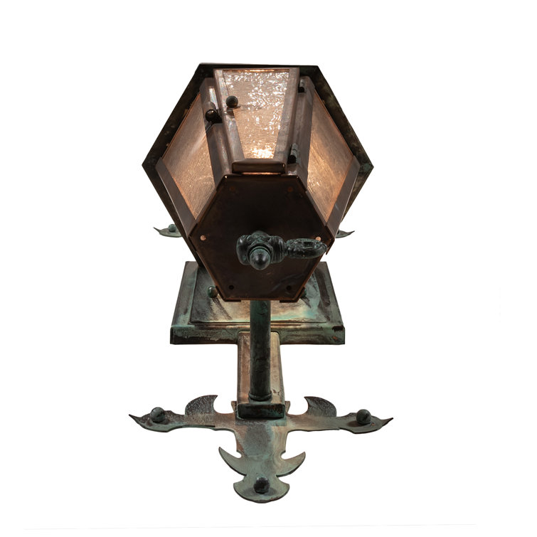 Verdigris Copper and Glass Outdoor Wall Sconce