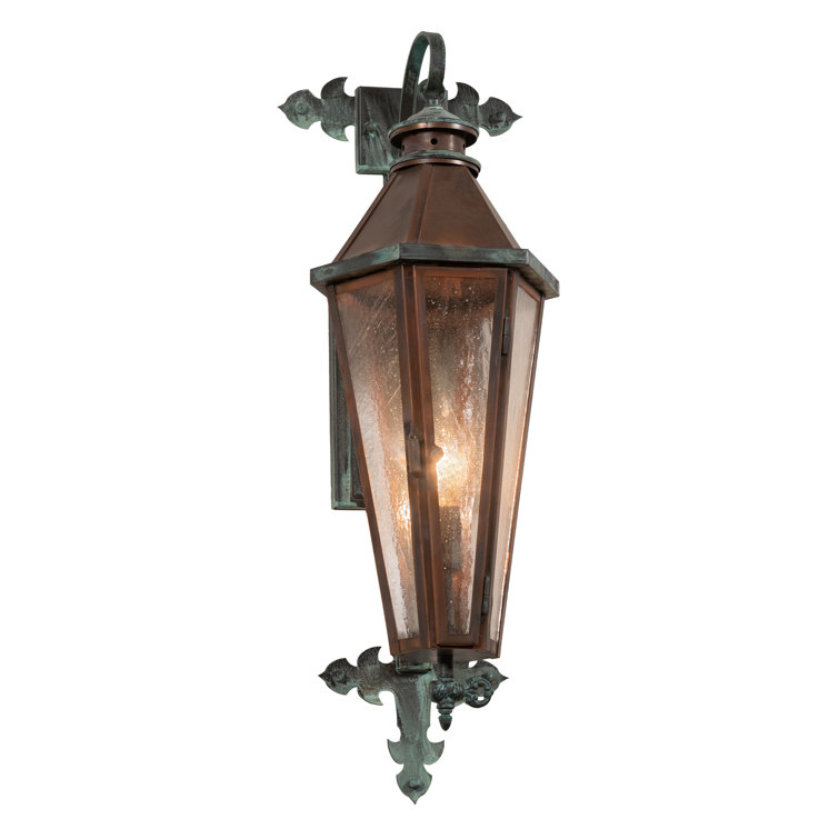 Verdigris Copper and Glass Outdoor Wall Sconce