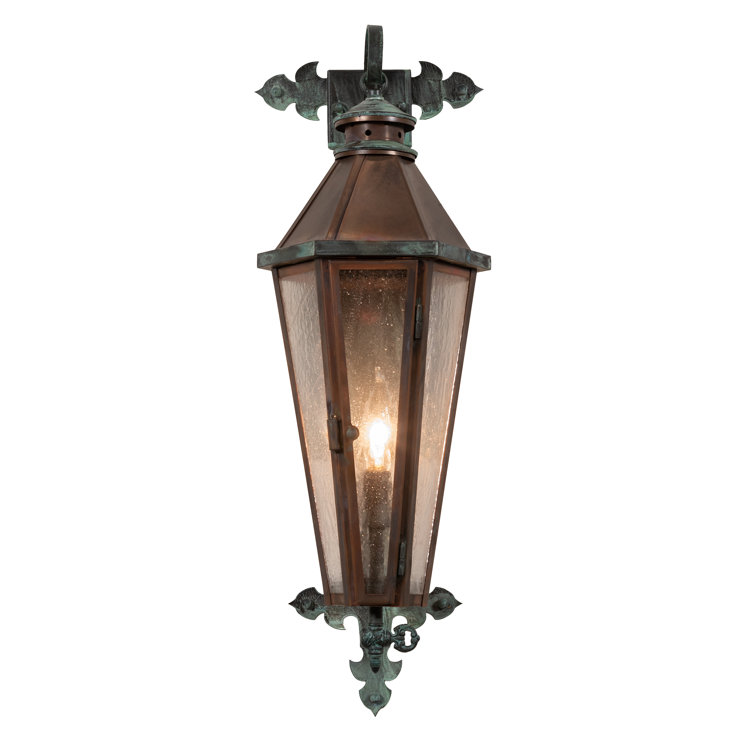 Verdigris Copper and Glass Outdoor Wall Sconce