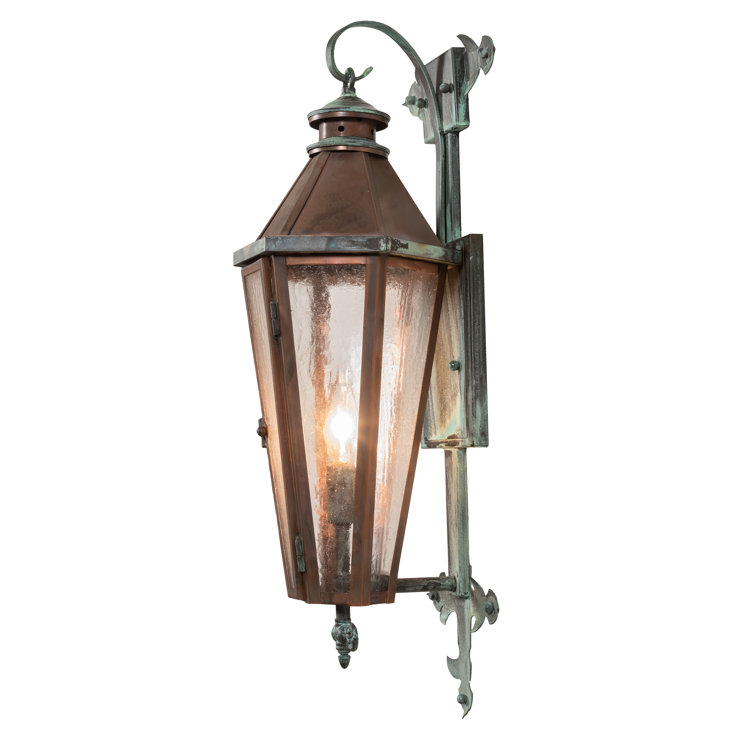 Verdigris Copper and Glass Outdoor Wall Sconce