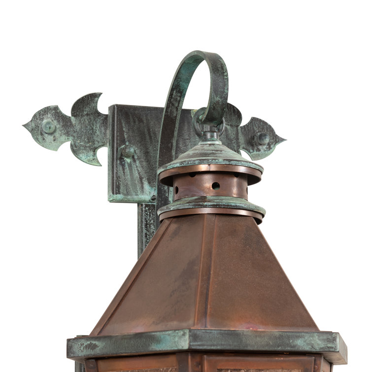 Verdigris Copper and Glass Outdoor Wall Sconce