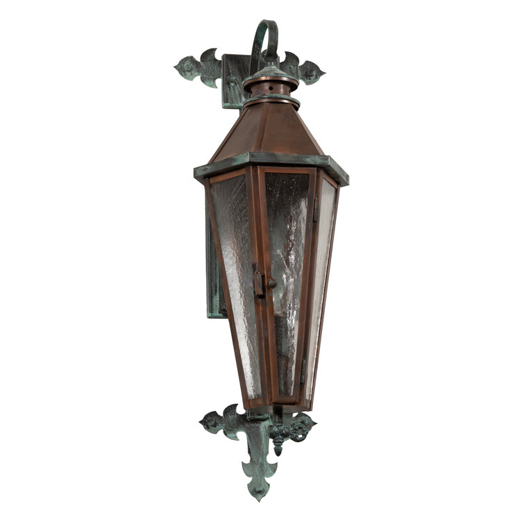 Verdigris Copper and Glass Outdoor Wall Sconce