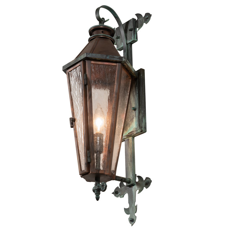 Verdigris Copper and Glass Outdoor Wall Sconce