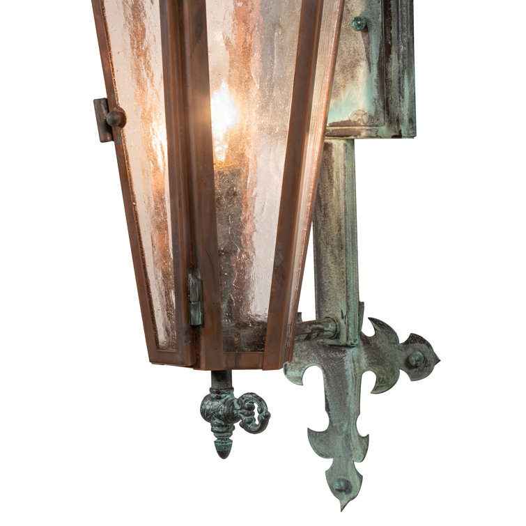 Verdigris Copper and Glass Outdoor Wall Sconce