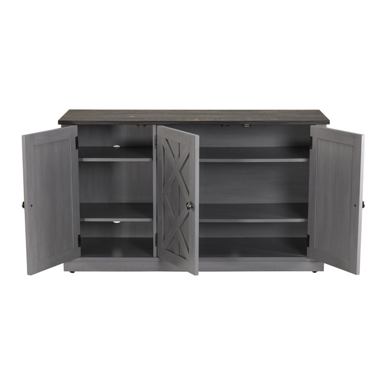 Gray Rustic Wood Finish 48" 3-Door Accent Cabinet