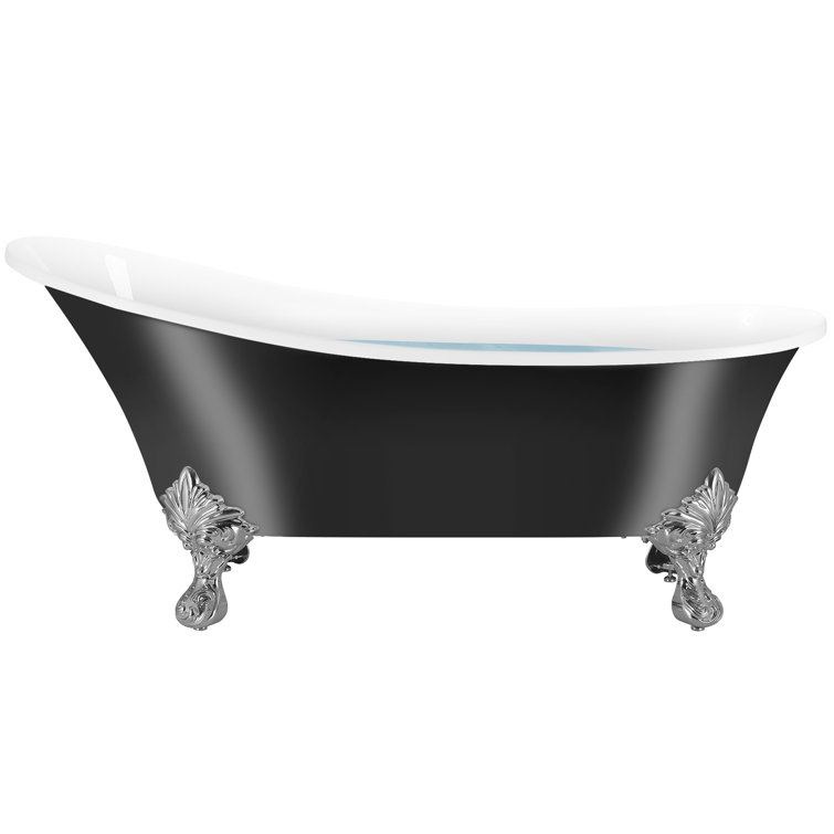 Glossy Black 60" Acrylic Clawfoot Soaking Bathtub