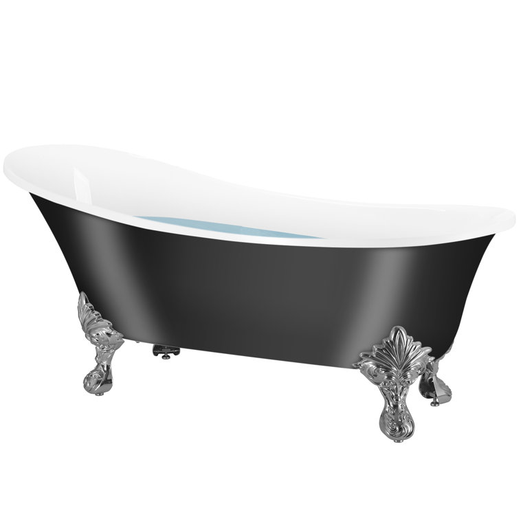Glossy Black 60" Acrylic Clawfoot Soaking Bathtub