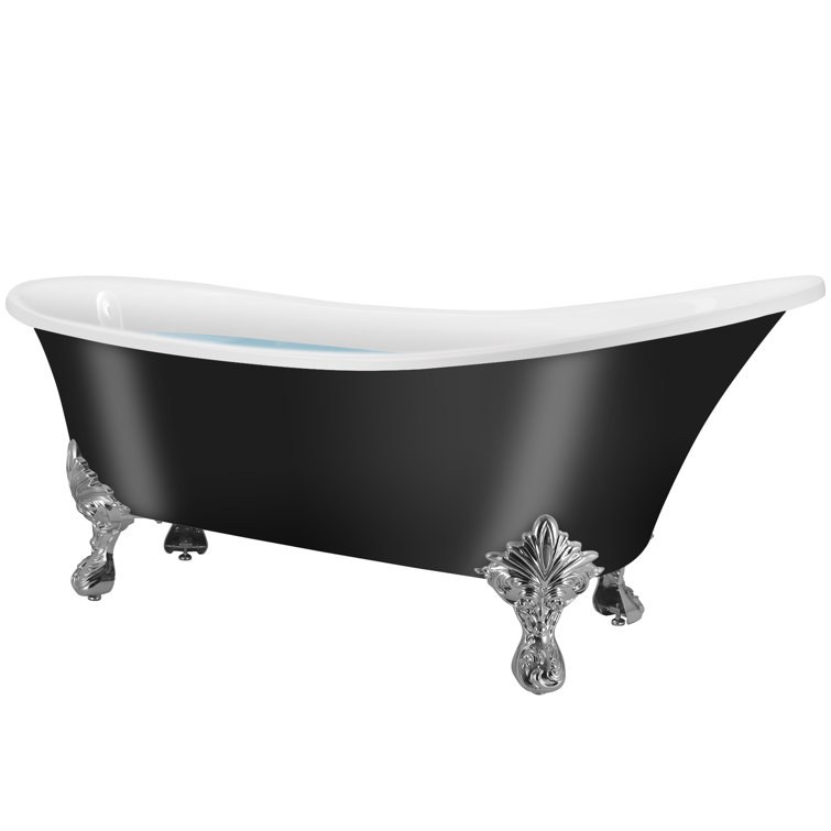 Glossy Black 60" Acrylic Clawfoot Soaking Bathtub