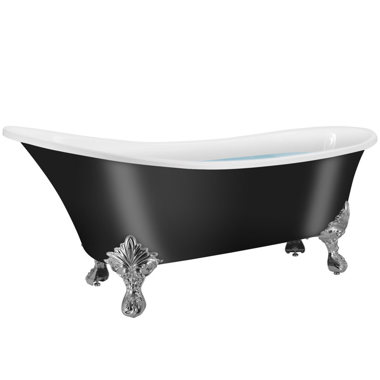 Glossy Black 60" Acrylic Clawfoot Soaking Bathtub