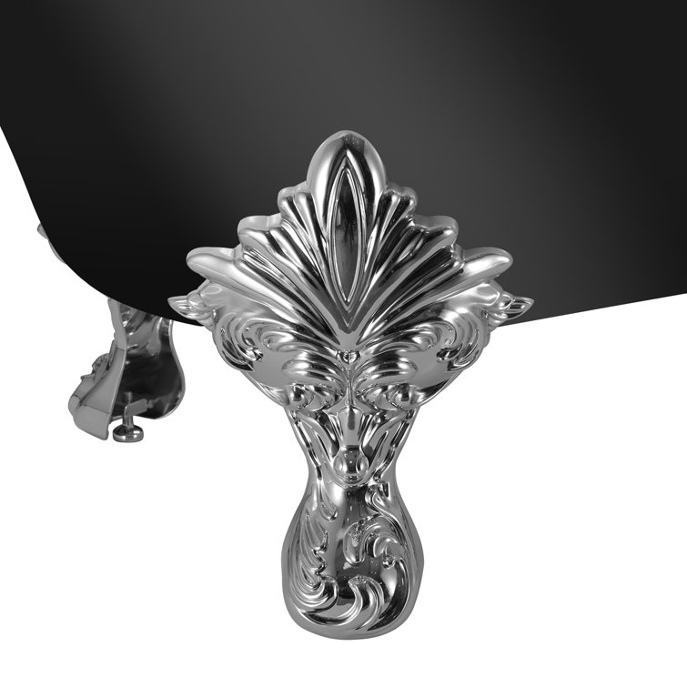60'' Glossy Black Acrylic Clawfoot Freestanding Bathtub with Chrome Faucet