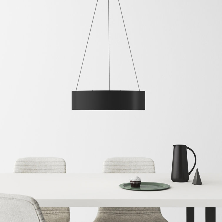 Fynn 17.75" Black Drum LED Pendant Light