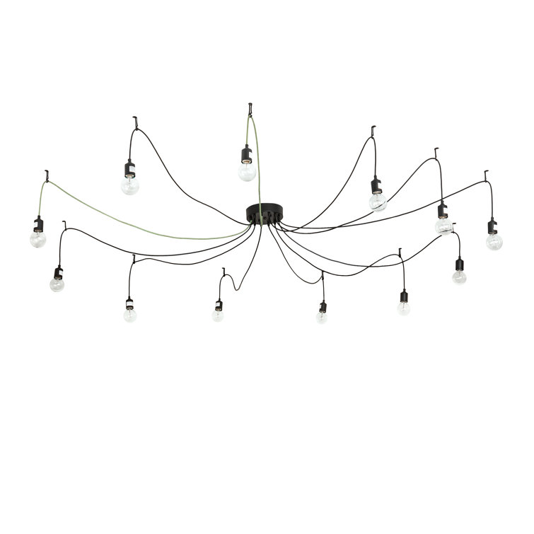Black Glass 12-Light Indoor/Outdoor LED Pendant