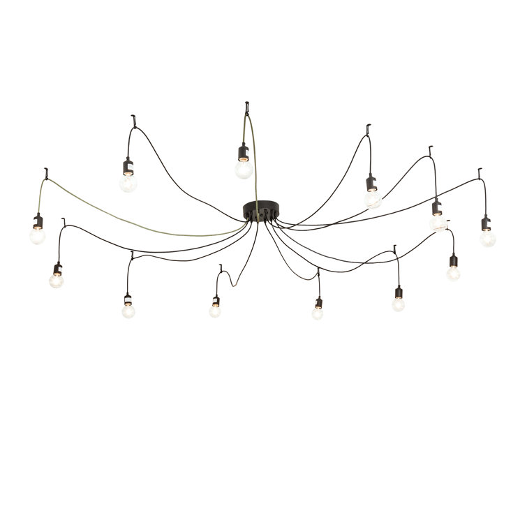 Black Glass 12-Light Indoor/Outdoor LED Pendant