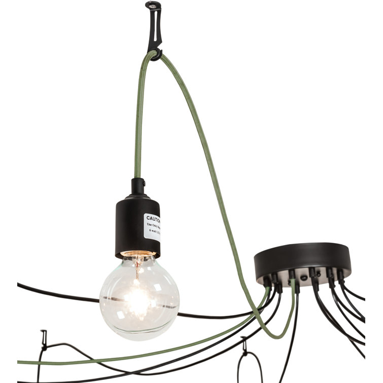 Black Glass 12-Light Indoor/Outdoor LED Pendant