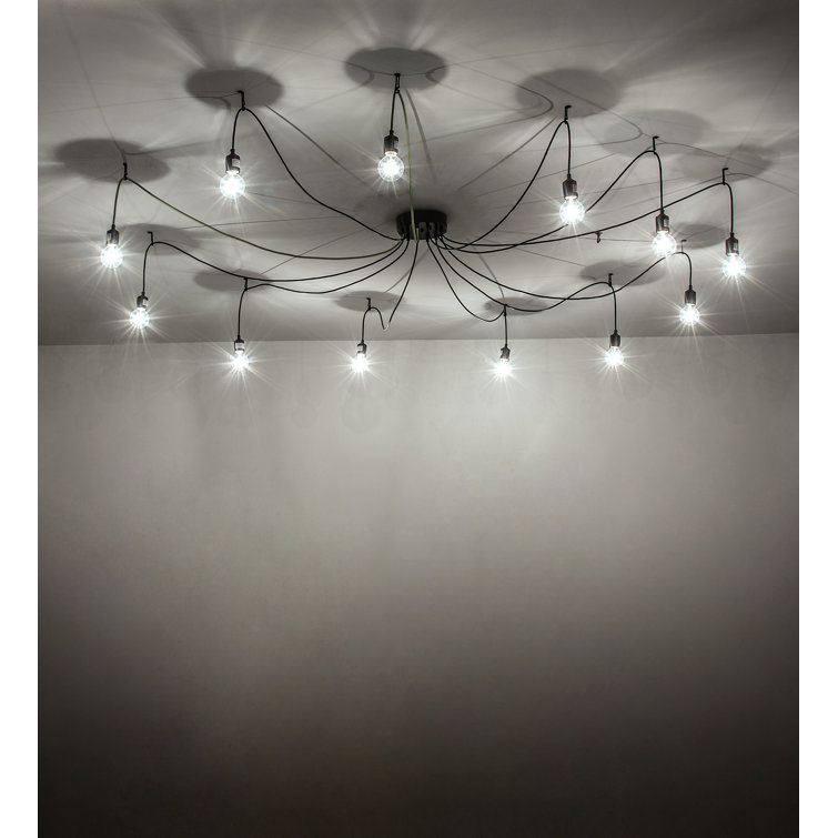 Black Glass 12-Light Indoor/Outdoor LED Pendant