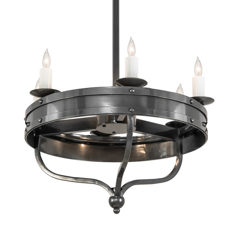 Charcoal Gray 6-Light Chandelier with Faux Candlelights