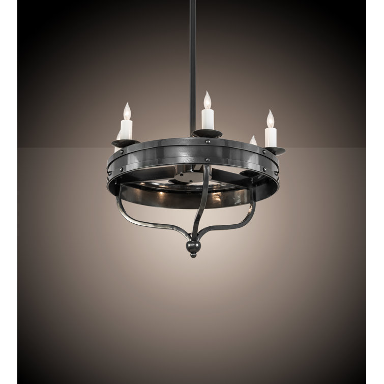Charcoal Gray 6-Light Chandelier with Faux Candlelights