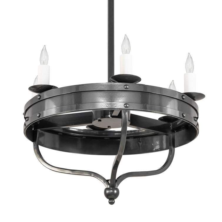 Charcoal Gray 6-Light Chandelier with Faux Candlelights