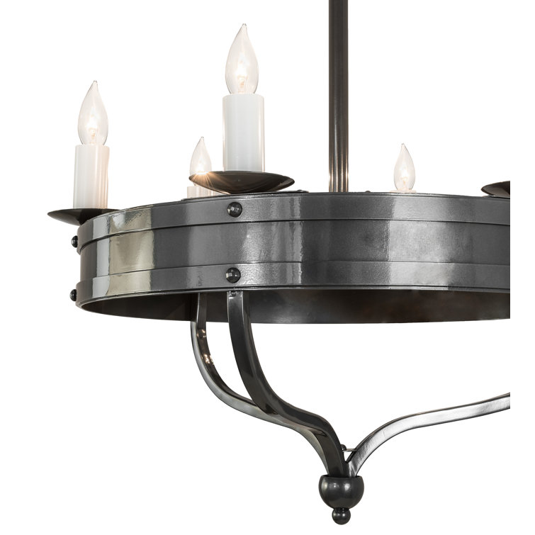 Charcoal Gray 6-Light Chandelier with Faux Candlelights