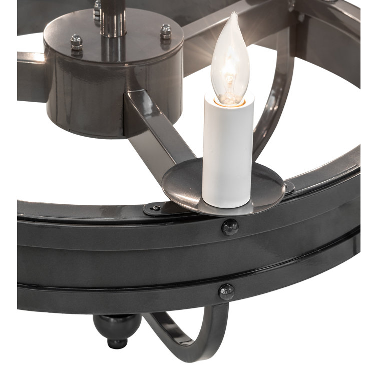 Charcoal Gray 6-Light Chandelier with Faux Candlelights