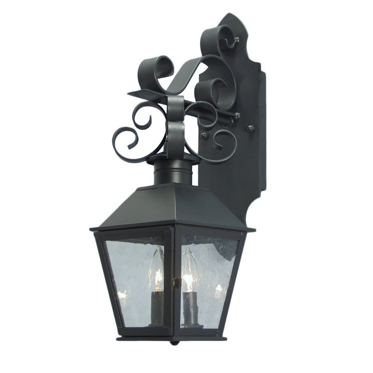 Cadence Blackwash Iron Lantern Wall Sconce with Clear Seeded Glass