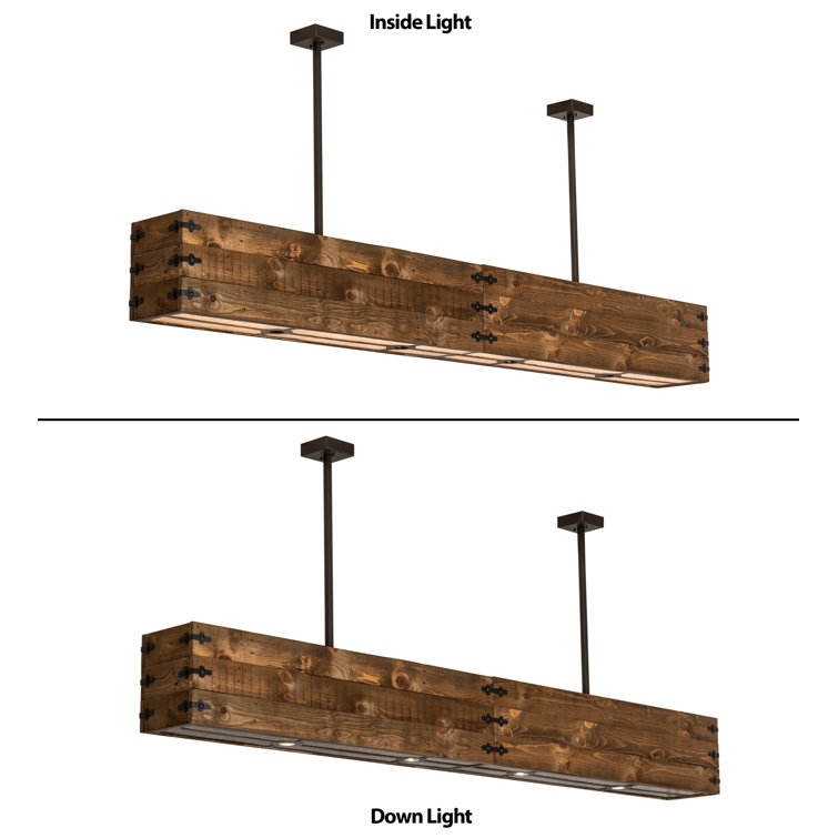 Reclaimed Wood and Bronze 12-Light Island Pendant