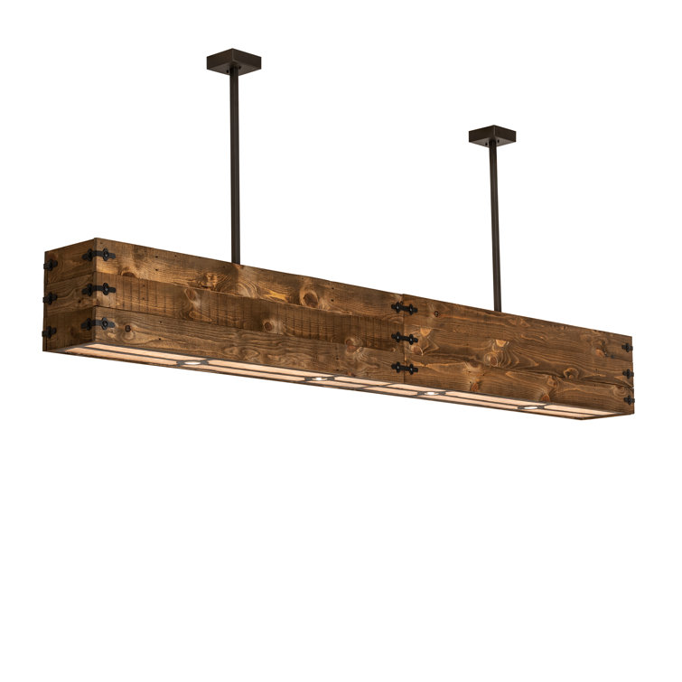 Reclaimed Wood and Bronze 12-Light Island Pendant