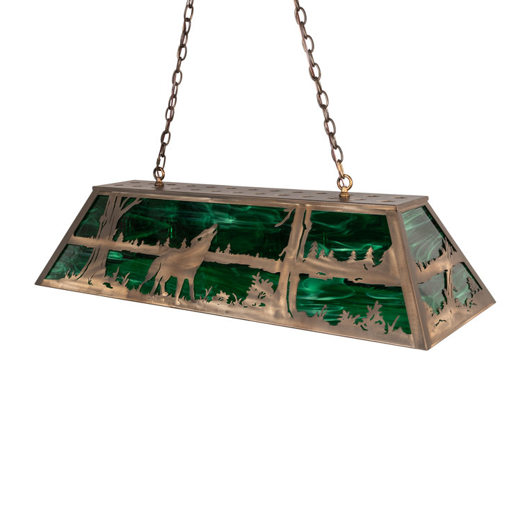 Emerald Green Art Glass & Antique Copper 21" Island Pendant