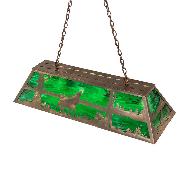 Emerald Green Art Glass & Antique Copper 21" Island Pendant