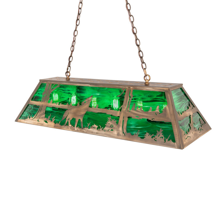 Emerald Green Art Glass & Antique Copper 21" Island Pendant