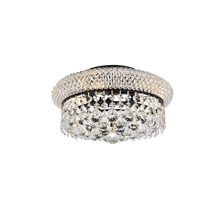Primo 10-inch Matte Black and Clear Crystal Flush Mount Light