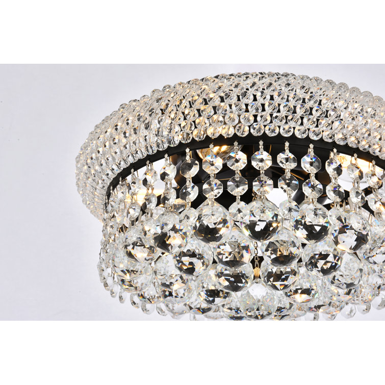 Primo 10-inch Matte Black and Clear Crystal Flush Mount Light