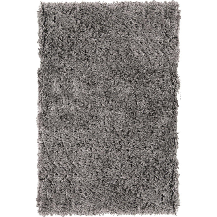 Slate Gray Synthetic Shag Rectangular Indoor Rug 2' x 3'
