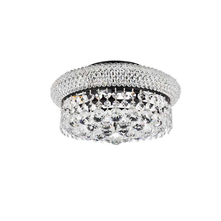 Primo 10-inch Matte Black and Clear Crystal Flush Mount Light