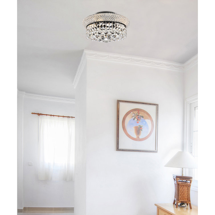 Primo 10-inch Matte Black and Clear Crystal Flush Mount Light
