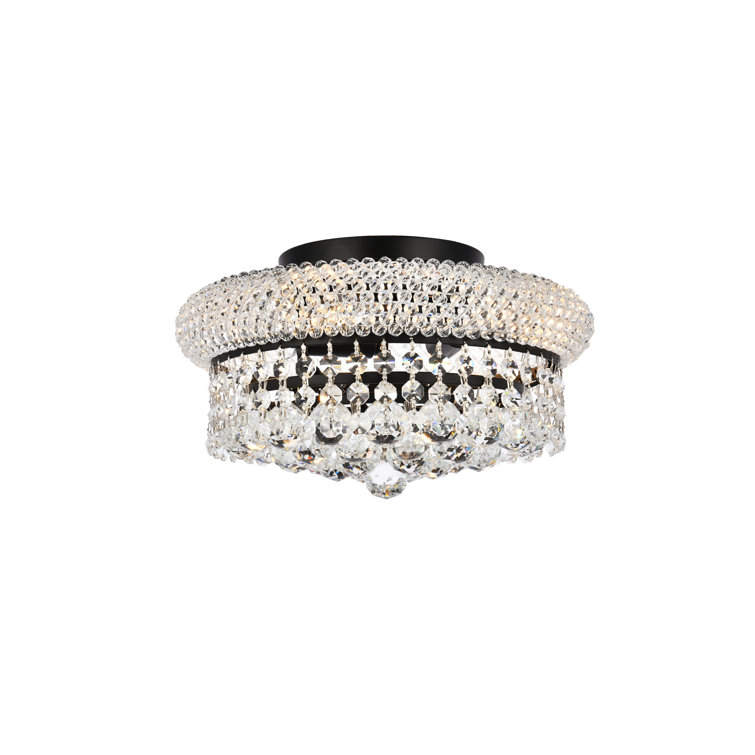 Primo 10-inch Matte Black and Clear Crystal Flush Mount Light