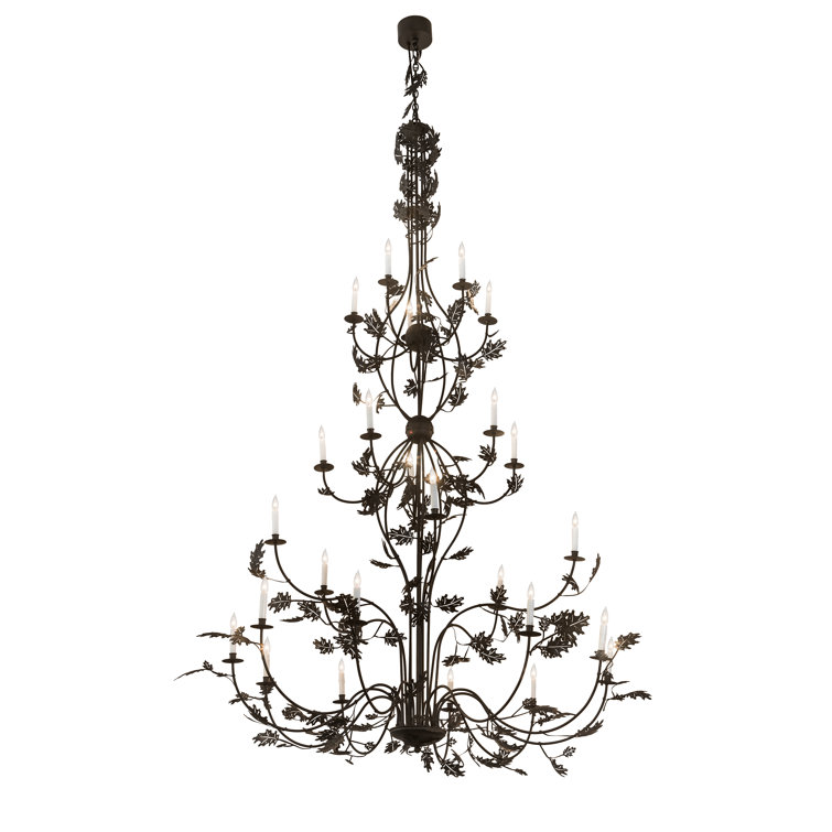 Massive Black Glass 25-Light Tiered Chandelier