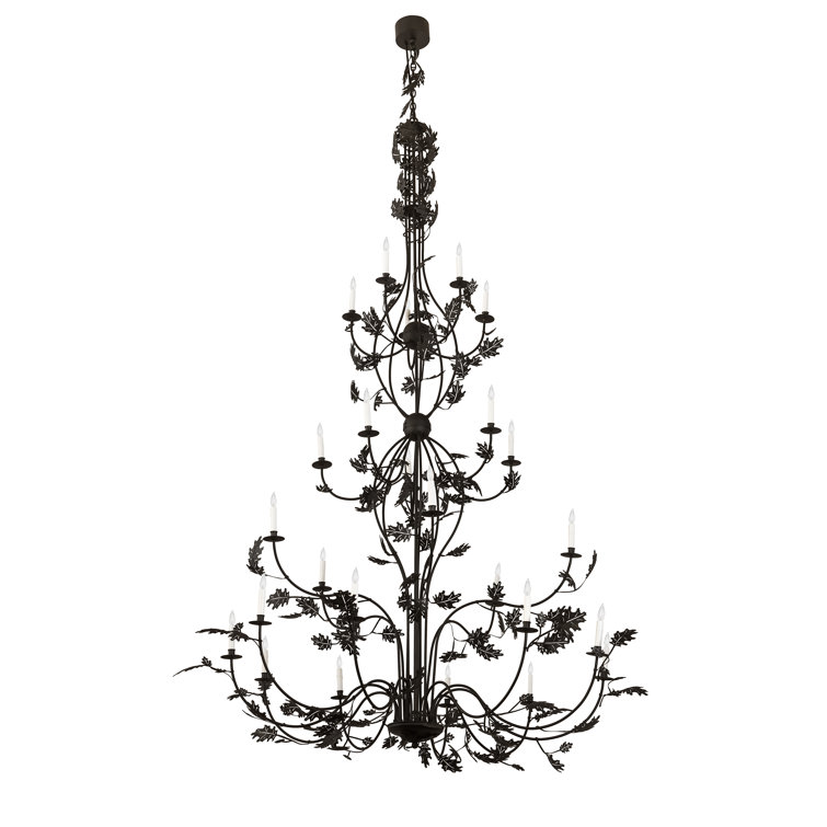 Massive Black Glass 25-Light Tiered Chandelier
