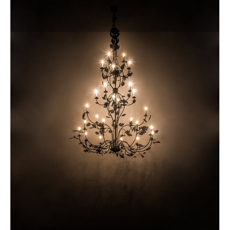 Massive Black Glass 25-Light Tiered Chandelier