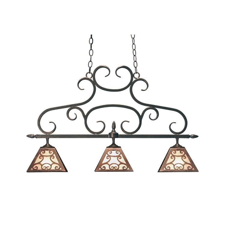 Gilded Tobacco 3-Light Glass Kitchen Island Pendant