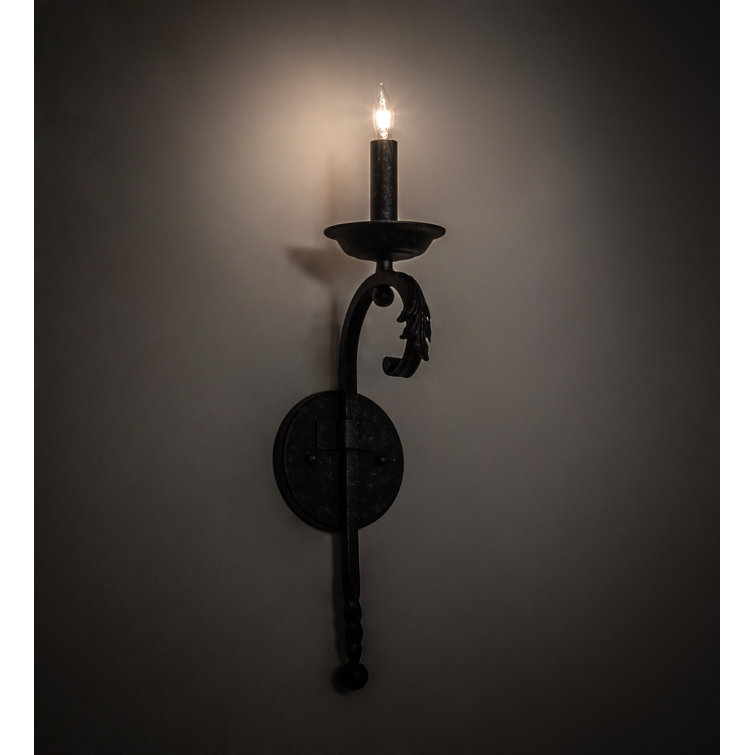 Black Steel 1-Light Candle Wall Sconce
