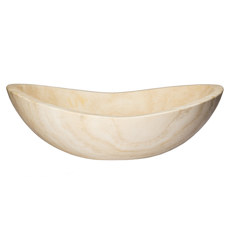 Beige Stone Canoe Shaped Bathroom Sink