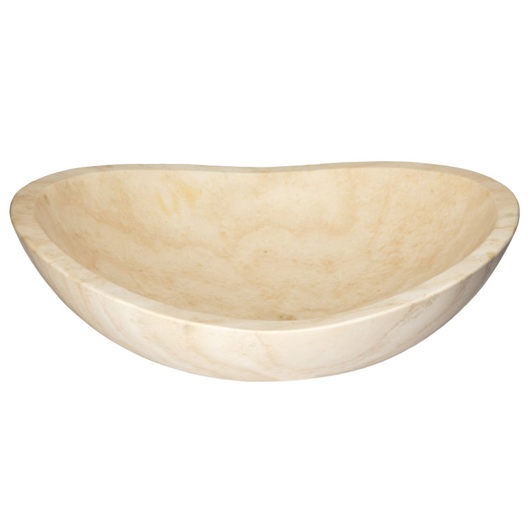 Beige Stone Canoe Shaped Bathroom Sink