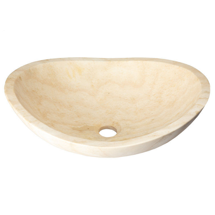 Beige Stone Canoe Shaped Bathroom Sink