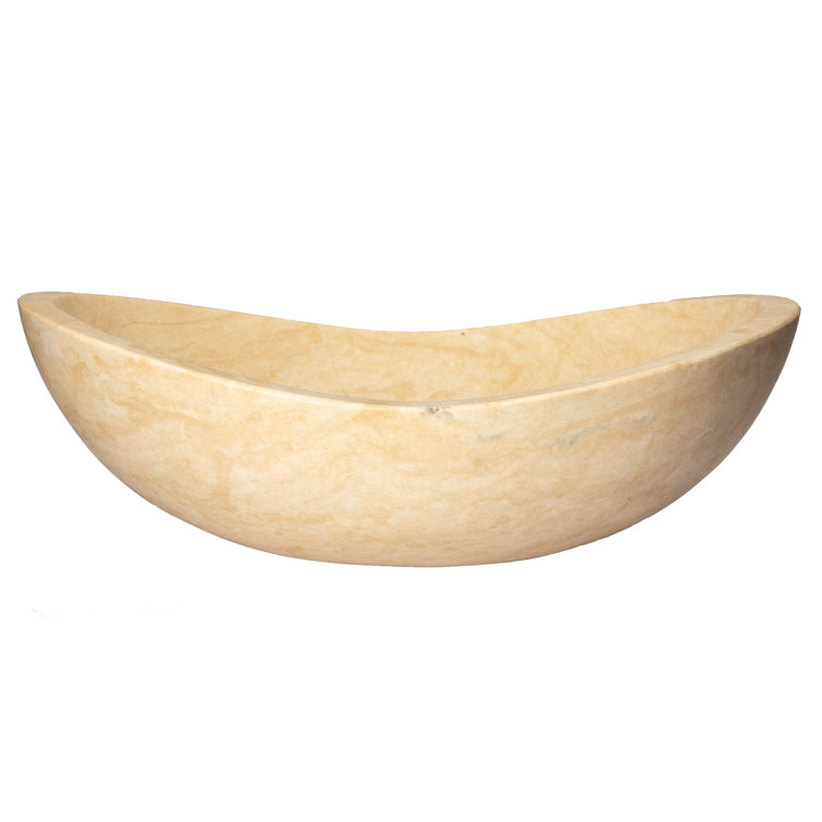 Beige Stone Canoe Shaped Bathroom Sink